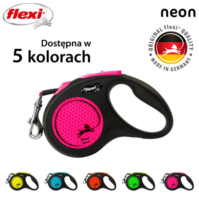 Flexi New Neon S 5 м прибиращ се повод за кучета