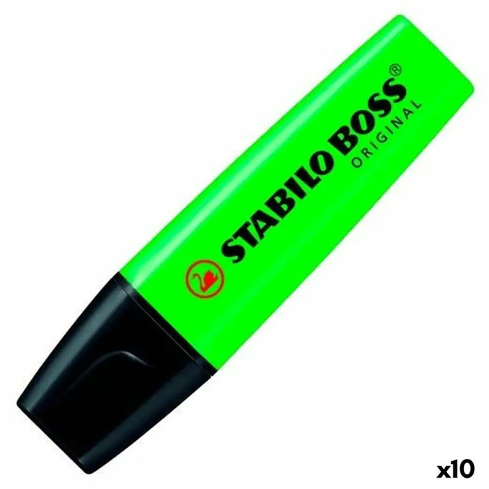 Флуоресцентен Маркер Stabilo Boss Зелен Черен/Зелен 10