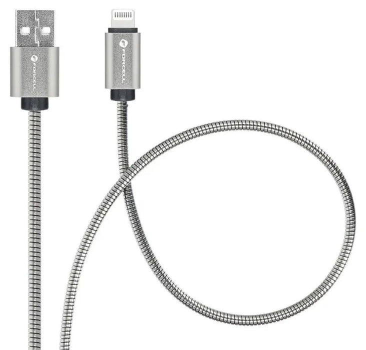 Кабел Forcell - F-Energy Metal C236, USB-A/Lightning, 1 m, сребрист