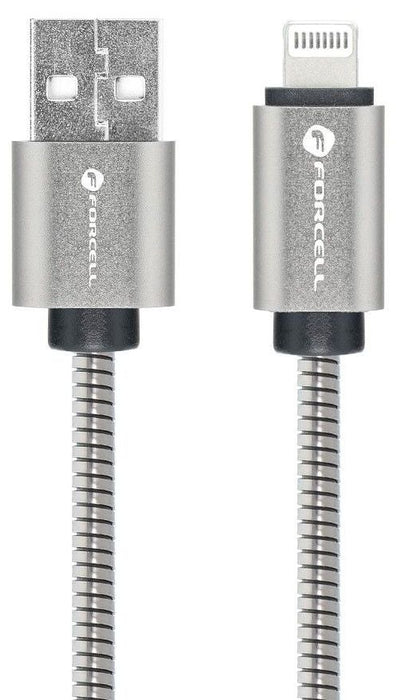 Кабел Forcell - F-Energy Metal C236, USB-A/Lightning, 1 m, сребрист