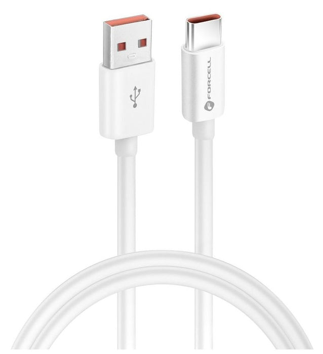 Кабел Forcell - F-Energy C336, USB-A/Type-C, 60W, 1 m, бял