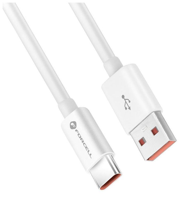 Кабел Forcell - F-Energy C336, USB-A/Type-C, 60W, 1 m, бял