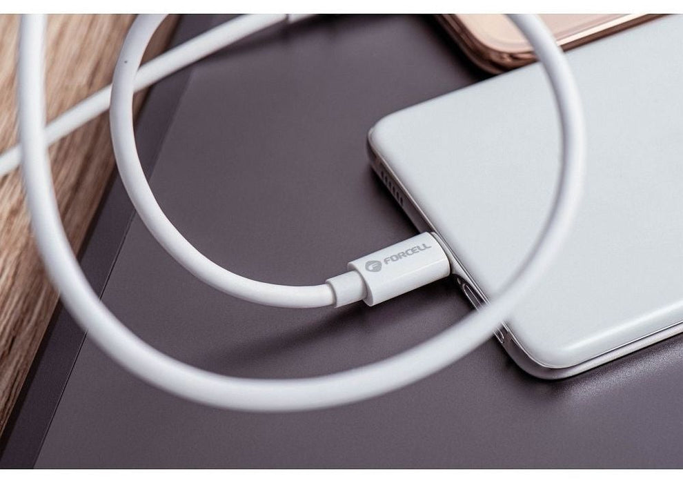 Кабел Forcell - F-Energy C338, USB-C/USB-C, 60W, 2m, бял