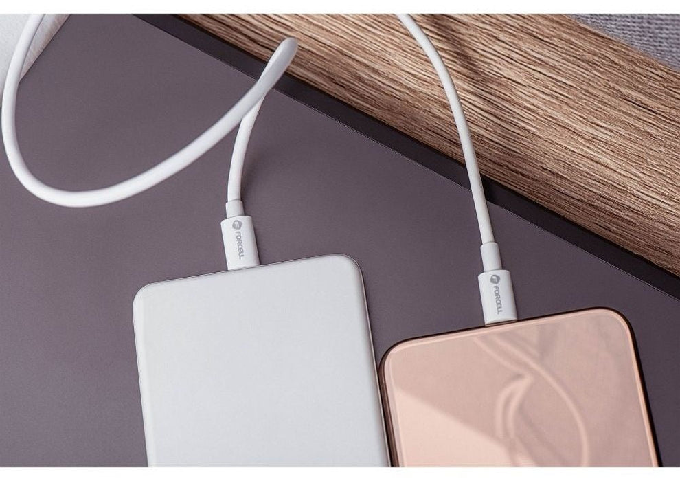 Кабел Forcell - F-Energy C338, USB-C/USB-C, 60W, 2m, бял