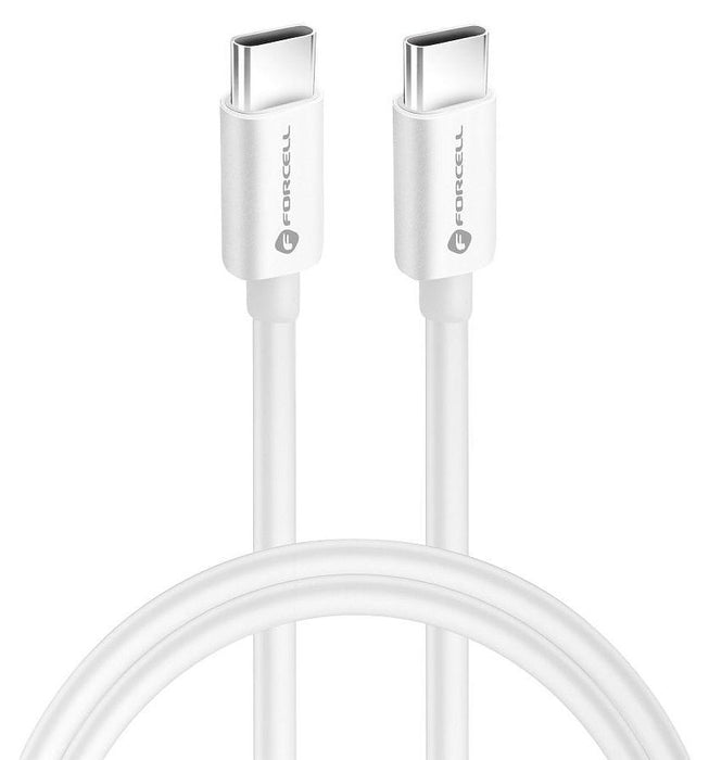 Кабел Forcell - F-Energy C338, USB-C/USB-C, 60W, 2m, бял