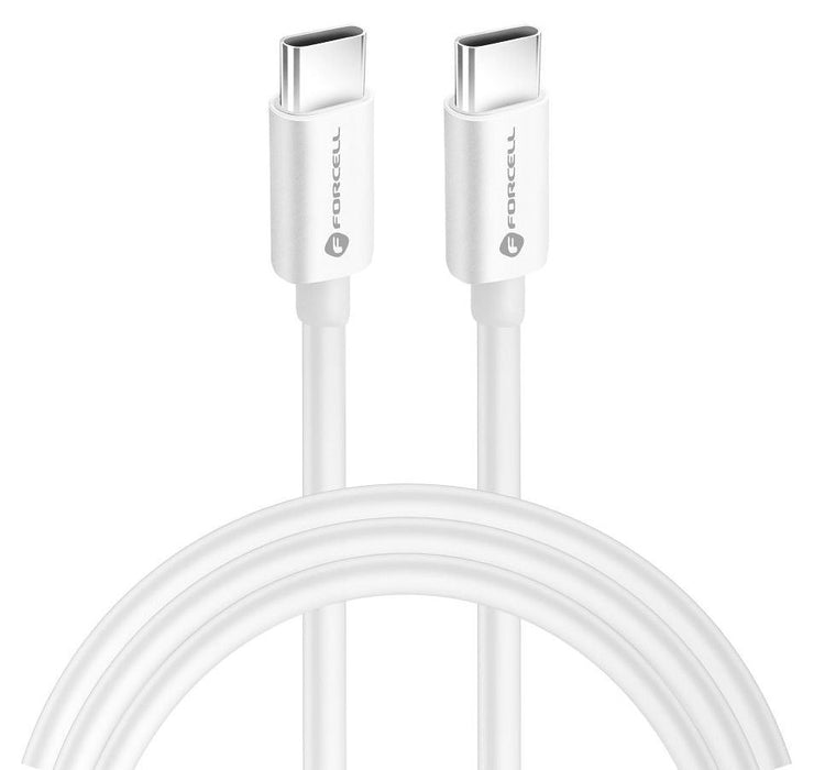 Кабел Forcell - F-Energy C339, USB-C/USB-C, 100W, 1m, бял