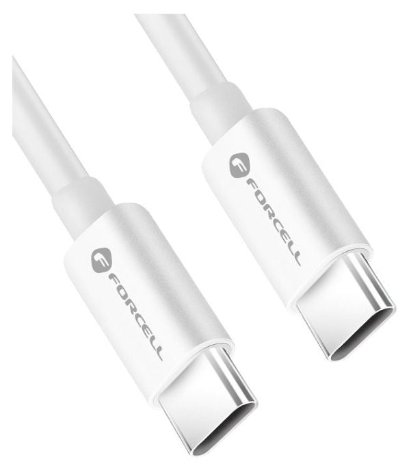 Кабел Forcell - F-Energy C339, USB-C/USB-C, 100W, 1m, бял
