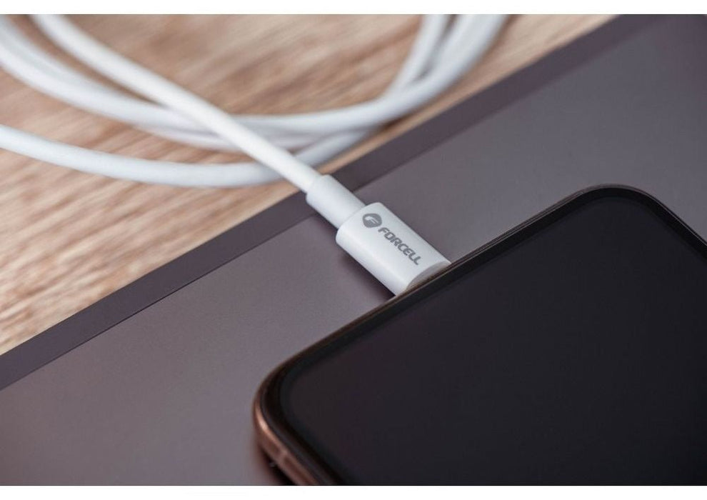 Кабел Forcell - F-Energy C339, USB-C/USB-C, 100W, 1m, бял