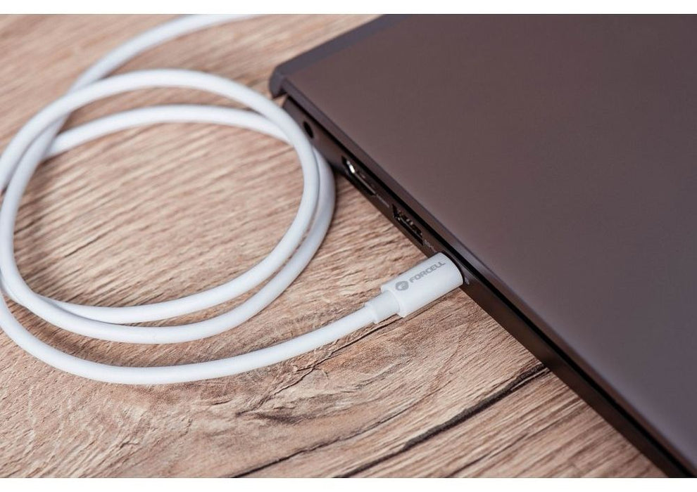 Кабел Forcell - F-Energy C339, USB-C/USB-C, 100W, 1m, бял