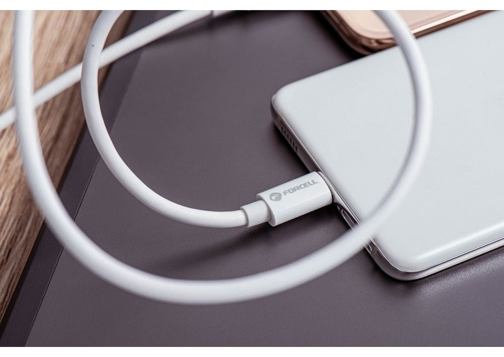 Кабел Forcell - F-Energy C339, USB-C/USB-C, 100W, 2m, бял