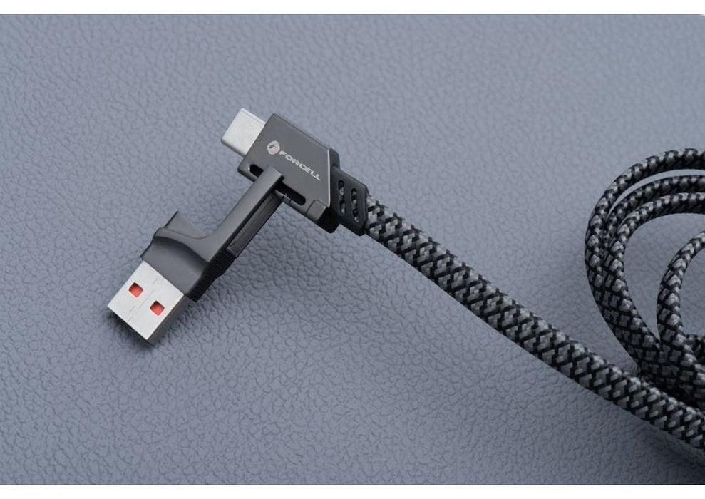 Кабел Forcell - F-Energy C241 4 в 1, USB-C/USB-A, USB-C/Lightning, 60W, 1m