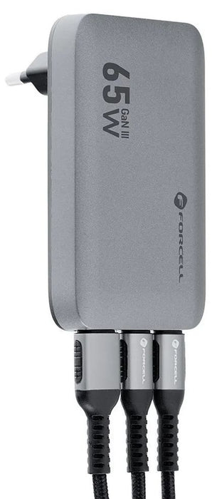 Зарядно устройство Forcell - F-Energy, VT-47, 65W, GaN III, сиво
