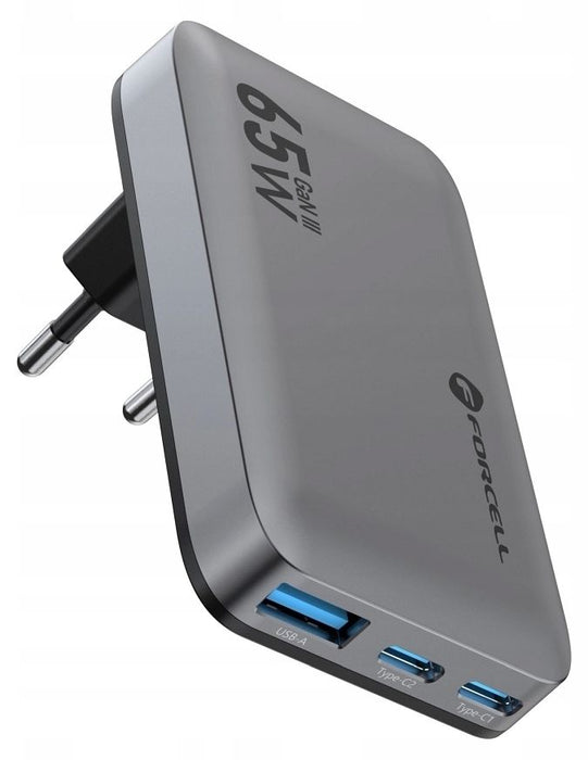 Зарядно устройство Forcell - F-Energy, VT-47, 65W, GaN III, сиво