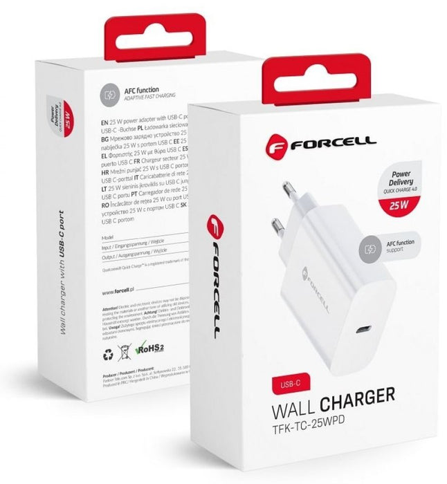 Зарядно устройство Forcell - F-Energy TFK-TC-25WPD, 25W, USB-C, бяло