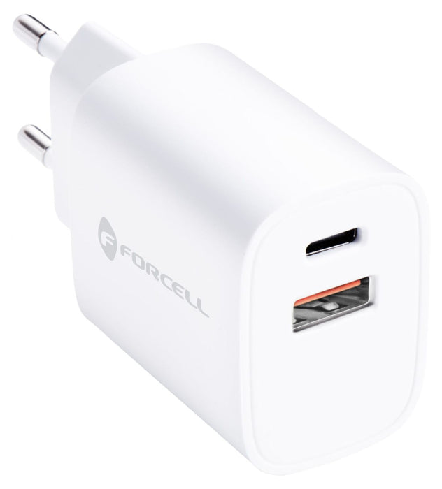 Зарядно устройство Forcell - F-Energy TFK-TC-35WPD, 35W, USB-C/USB-A, бяло