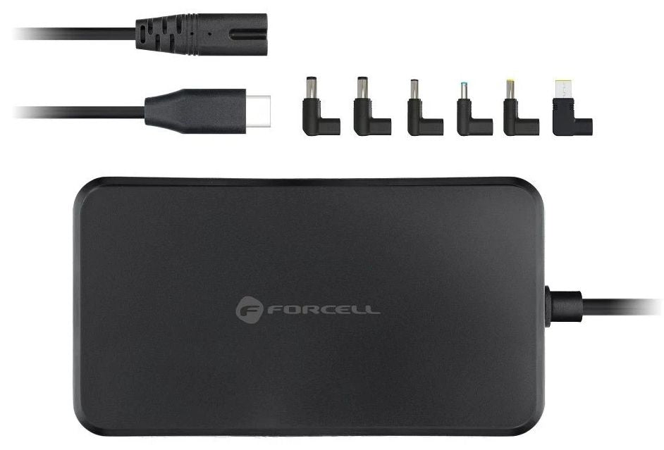 Зарядно устройство Forcell - F-Energy E856, 65W, USB-C, 6 накрайника, черно