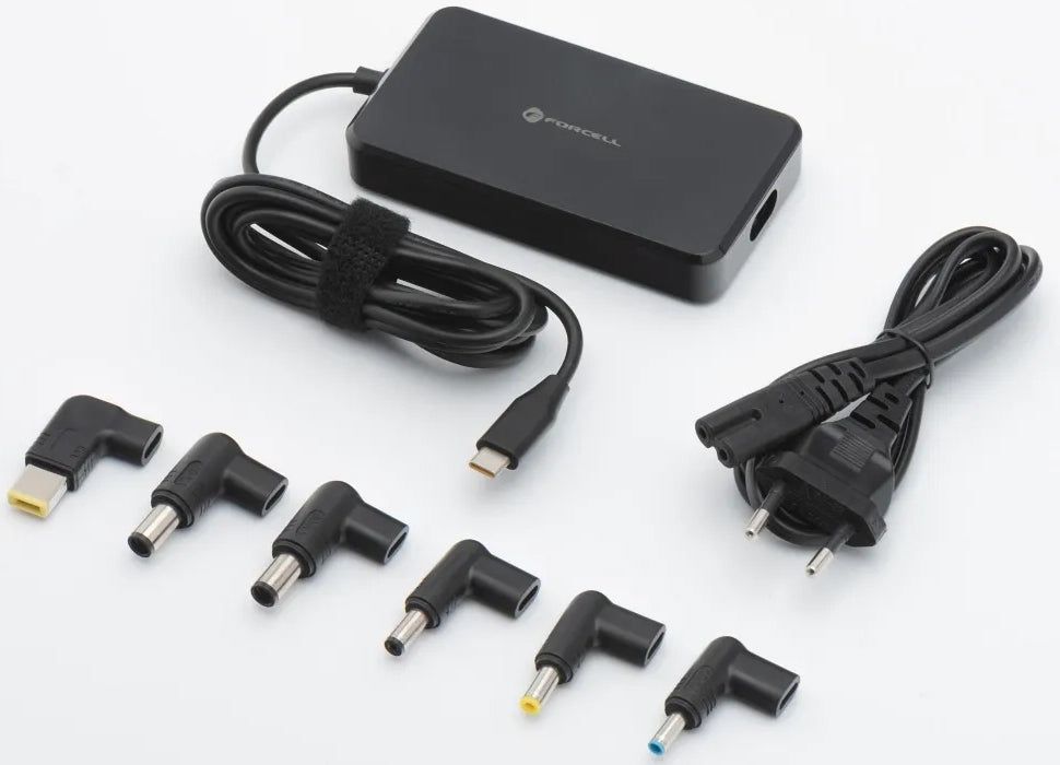 Зарядно устройство Forcell - F-Energy E856, 65W, USB-C, 6 накрайника, черно