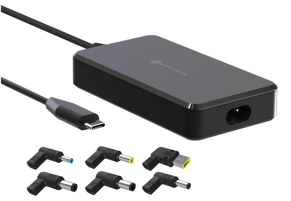 Зарядно устройство Forcell - F-Energy E856, 65W, USB-C, 6 накрайника, черно