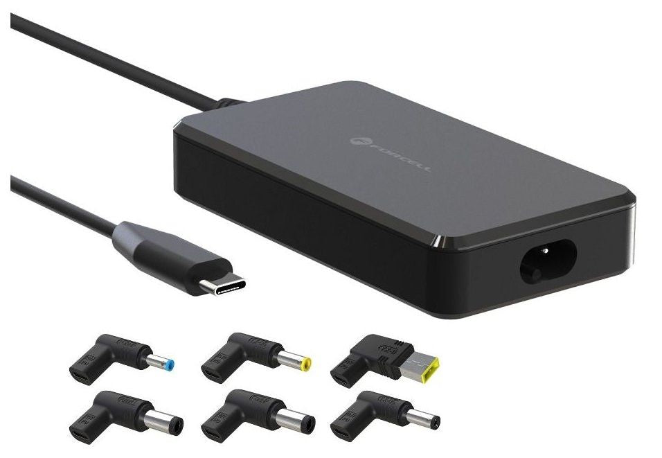 Зарядно устройство Forcell - F-Energy E856, 90W, USB-C, 6 накрайника, черно