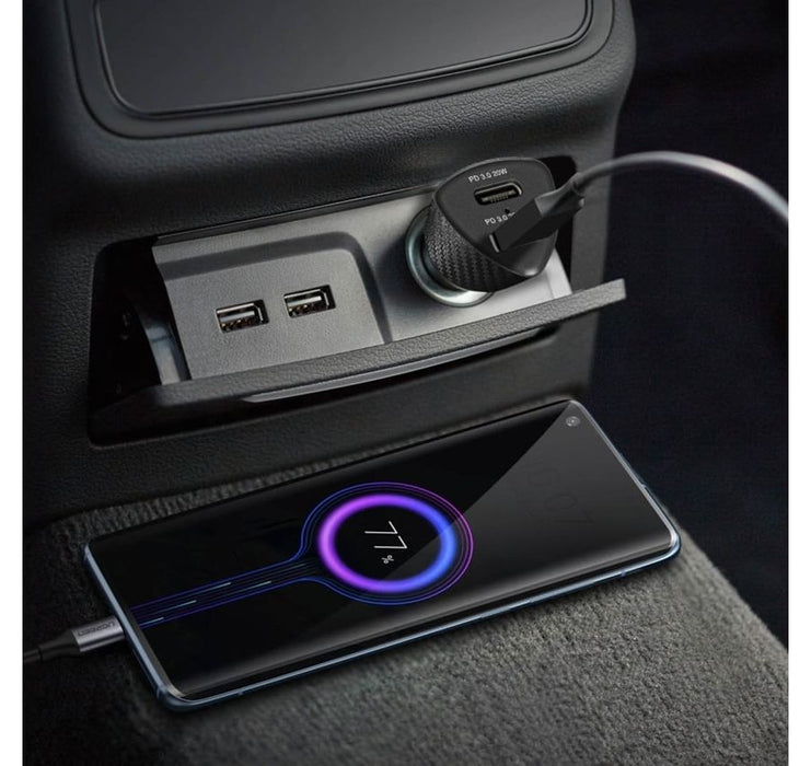 Зарядно за кола Forcell – Carbon, CC50-2C, 40W, 2x USB-C, черно