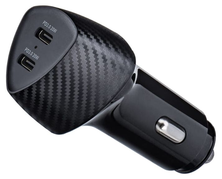 Зарядно за кола Forcell – Carbon, CC50-2C, 40W, 2x USB-C, черно
