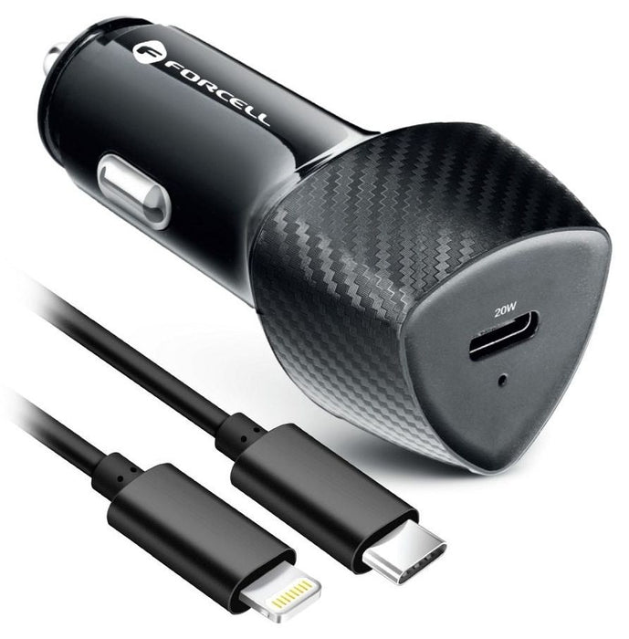 Зарядно за кола Forcell – F-Energy Carbon CC50-1C, 20W, USB-C, черно