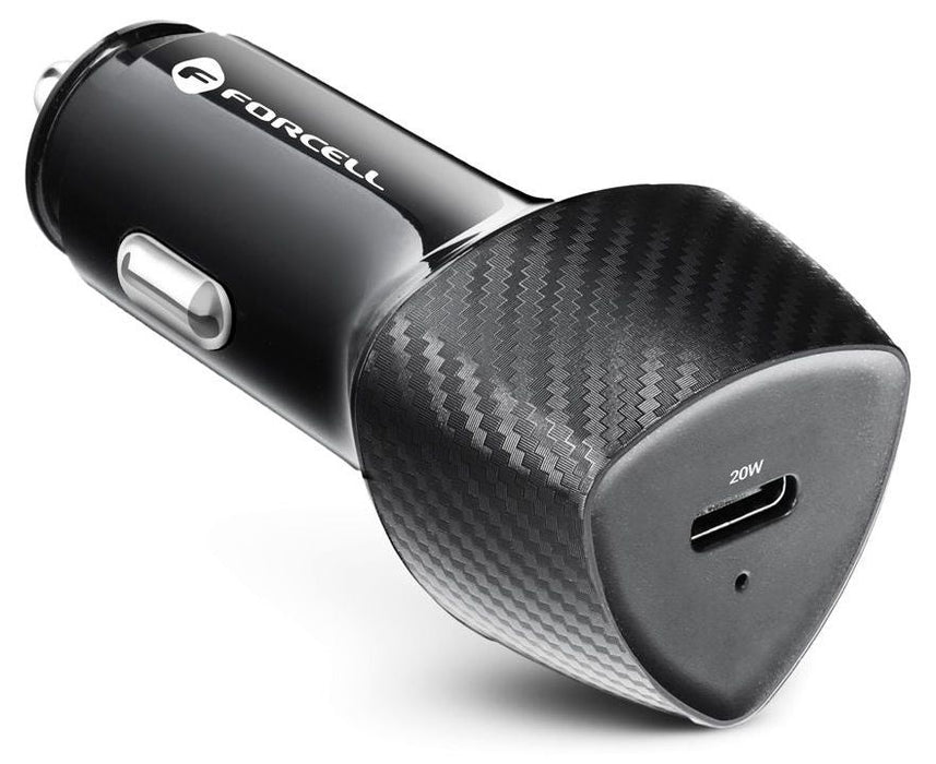 Зарядно за кола Forcell – F-Energy Carbon CC50-1C, 20W, USB-C, черно