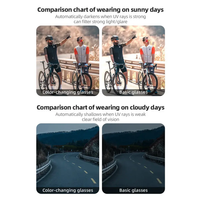 Фотохромни очила за колоездене Rockbros с UV защита