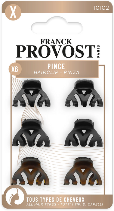 Щипки за коса Pince, черни и кафяви, 6 бр
