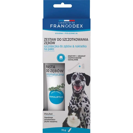 FRANCODEX Четка и паста за зъби за куче и котка - 70гр