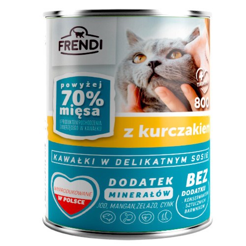FRENDI Парчета пилешко месо в сос - мокра храна за котки - 800 г