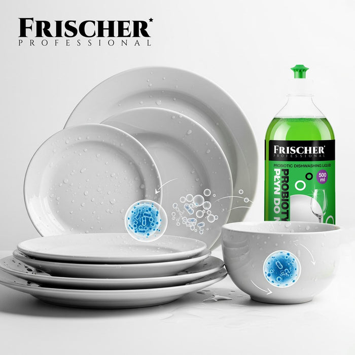Течен препарат за миене на съдове Frischer с масло от мента, 500 мл