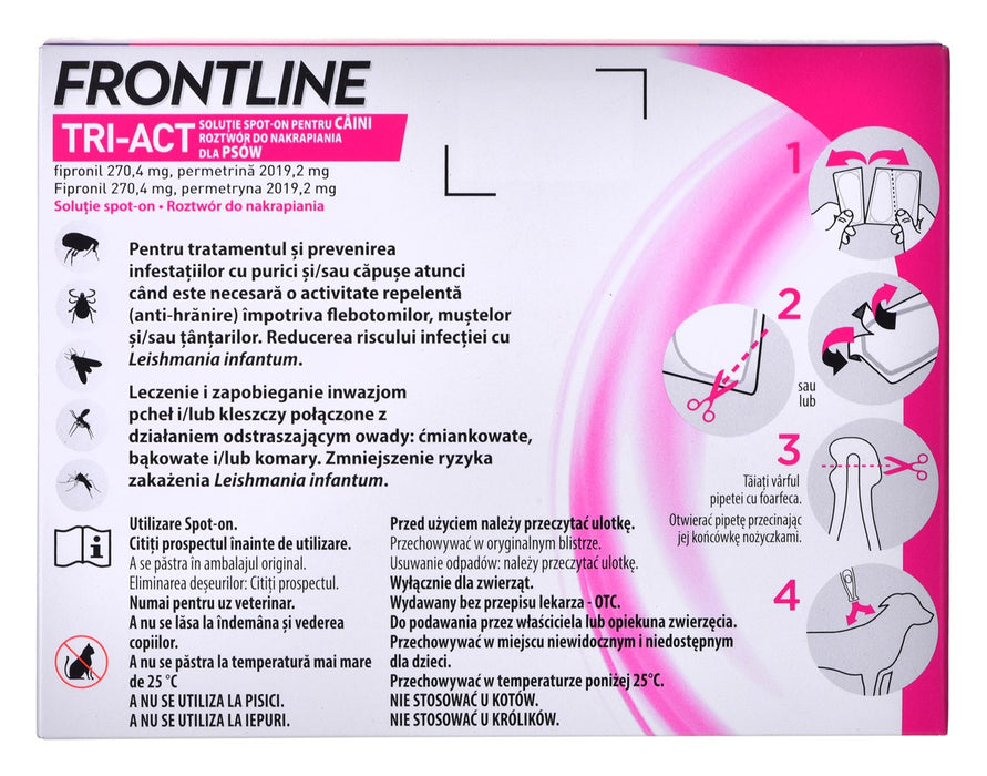 FRONTLINE Tri-act L 20-40 кг - Капки против паразити за кучета - 3 x 4 мл.