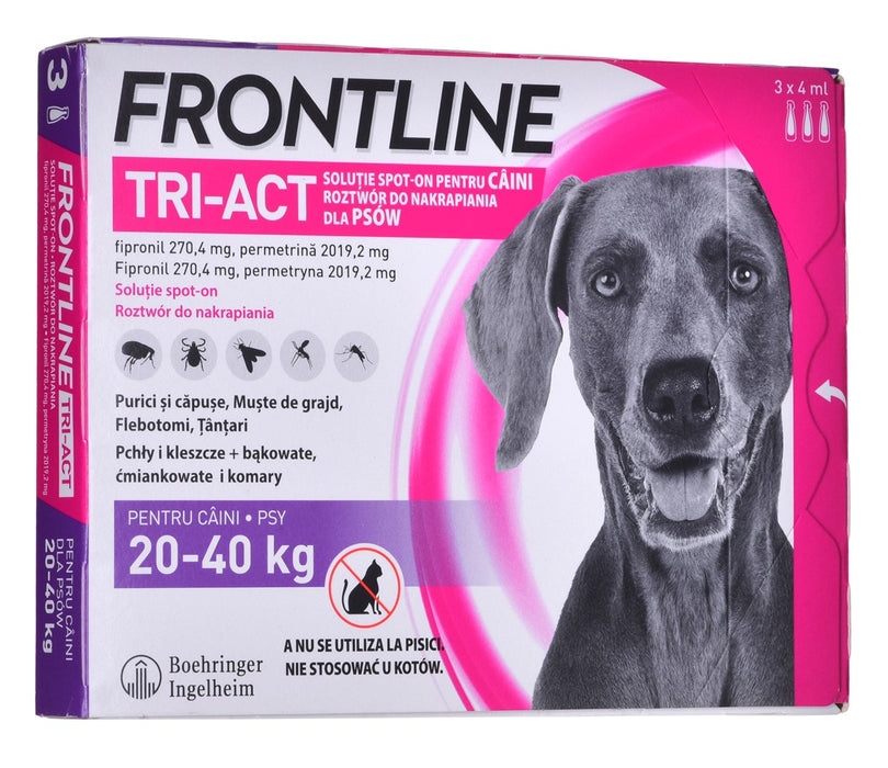 FRONTLINE Tri-act L 20-40 кг - Капки против паразити за кучета - 3 x 4 мл.