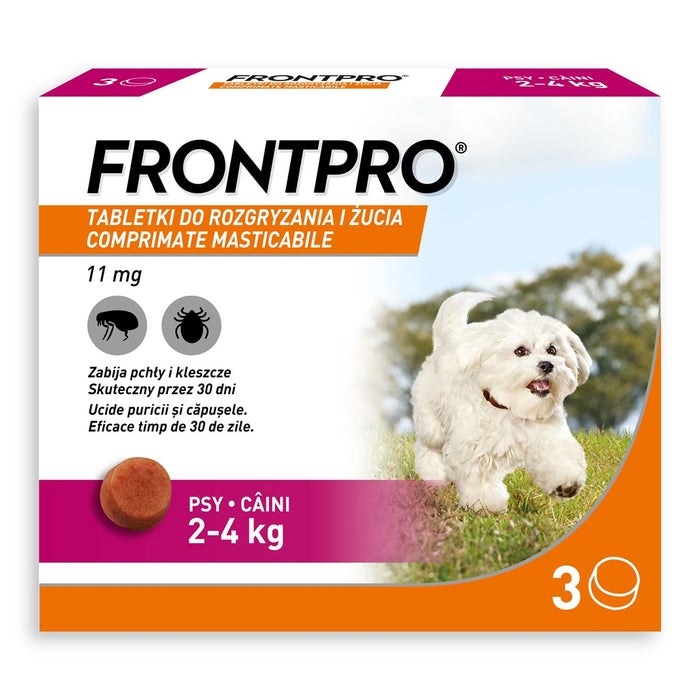 FRONTPRO Таблетки против бълхи и кърлежи за кучета (2-4 кг) - 3x 11,3 мг