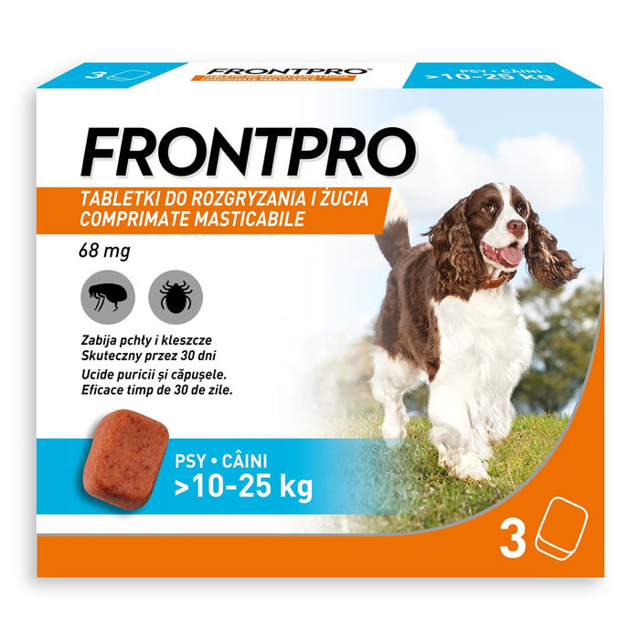 FRONTPRO Таблетки против бълхи и кърлежи за кучета (>10-25 кг) - 3 x 68 мг