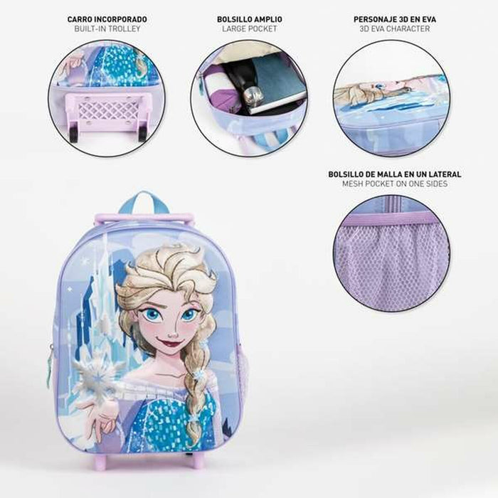 3D училищна чанта с колелца Frozen Син Люляк 25,0 x 31,0 x 10,0 cm