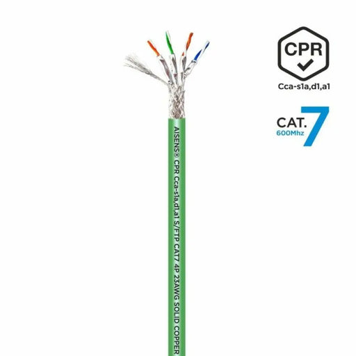 FTP категория 7 твърд мрежови кабел Aisens AWG23 Зелен 500 m