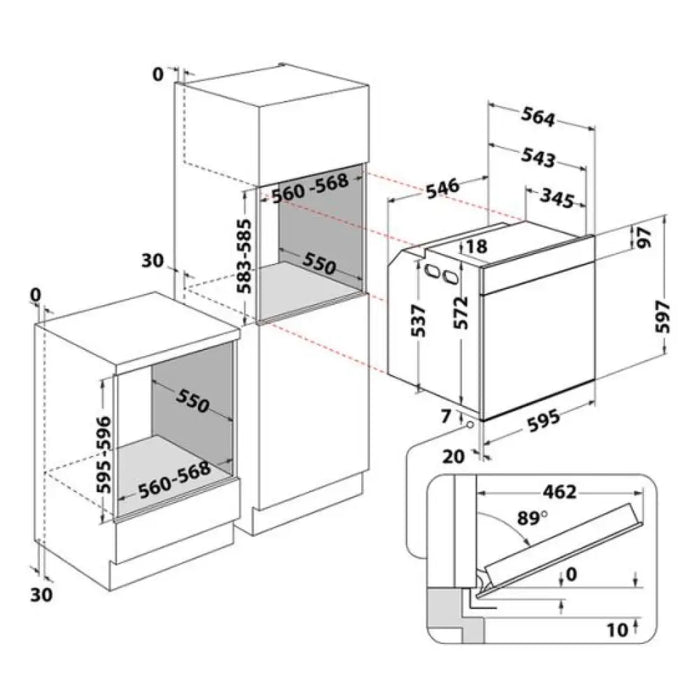 Фурнa за вграждане WHIRLPOOL WOI5S8HM0SXA 73 л 6th SENSE А