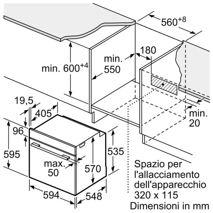 Фурна Bosch Serie 4 HBA514BS3 71 L 3400 W Черна Неръждаема