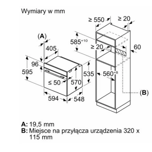 Фурна Bosch Serie 4 HQA334EB3 71 L 3400 W Черна