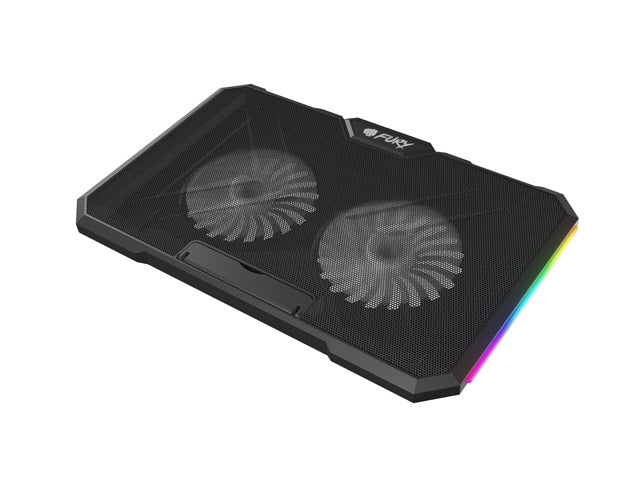 Охлаждаща подложка за лаптоп Fury Gunbai G3 14.1-17.3" с 2 вентилатора, RGB LED светлина, 2 USB порта