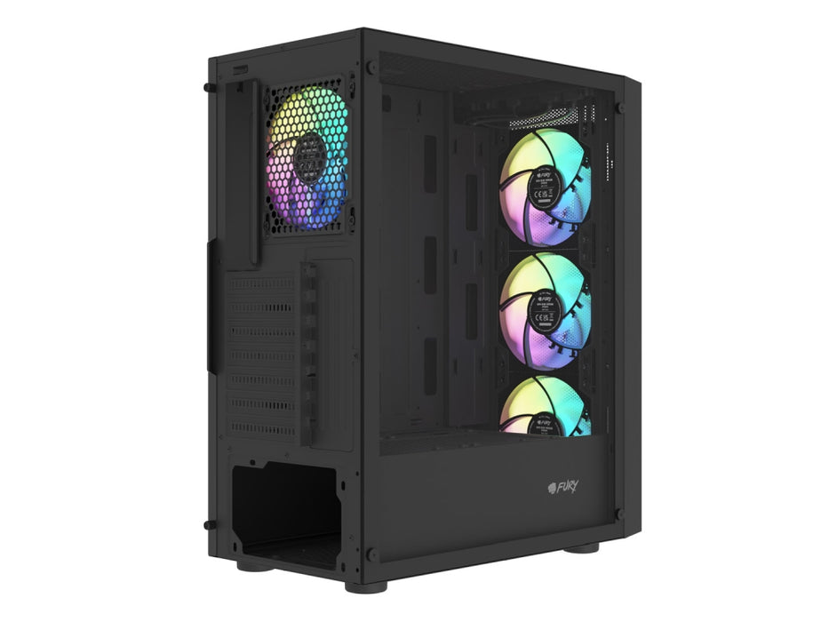 Кутия за компютър Fury, Shobo SH8 ARGB, Midi Tower, с прозорец, черна