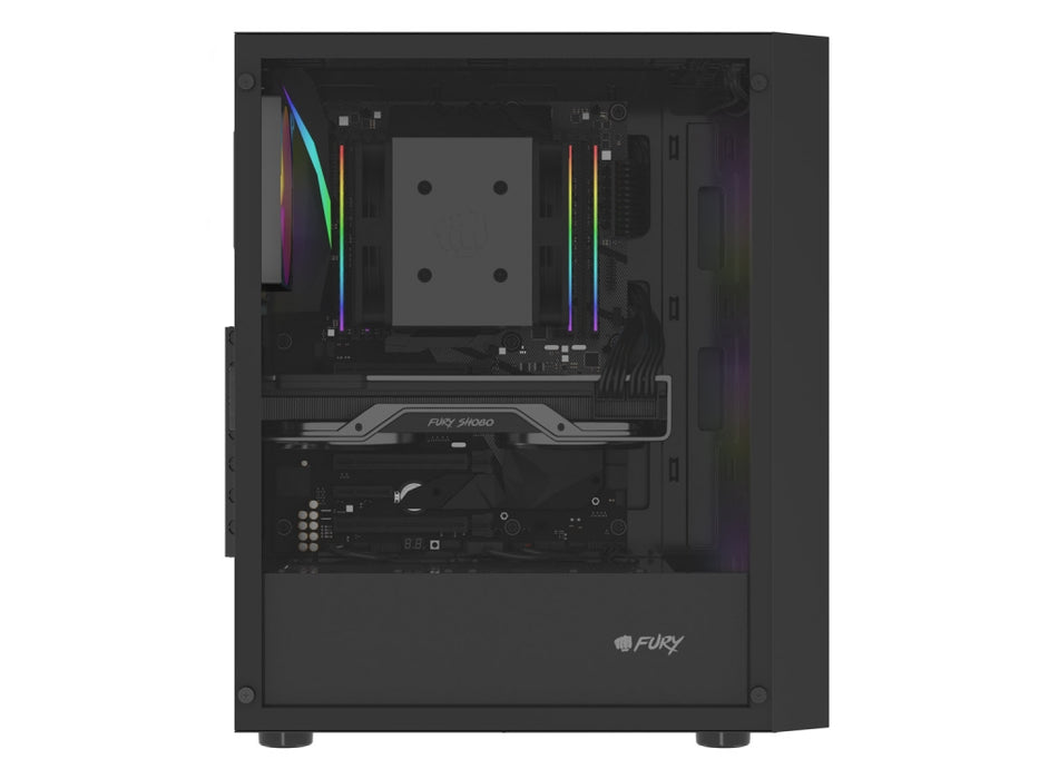 Кутия за компютър Fury, Shobo SH8 ARGB, Midi Tower, с прозорец, черна