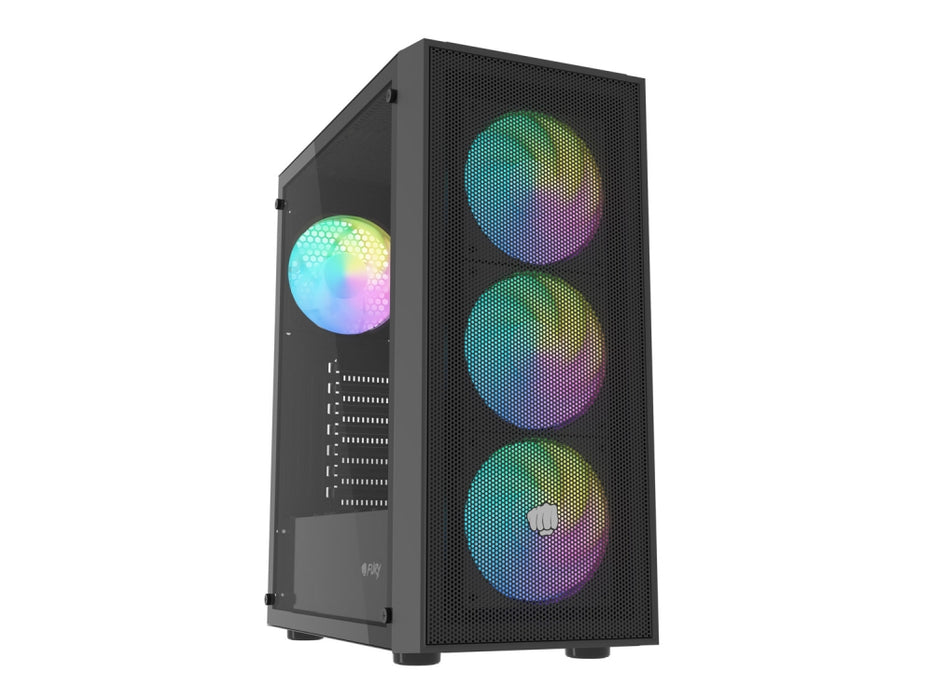 Кутия за компютър Fury, Shobo SH8 ARGB, Midi Tower, с прозорец, черна