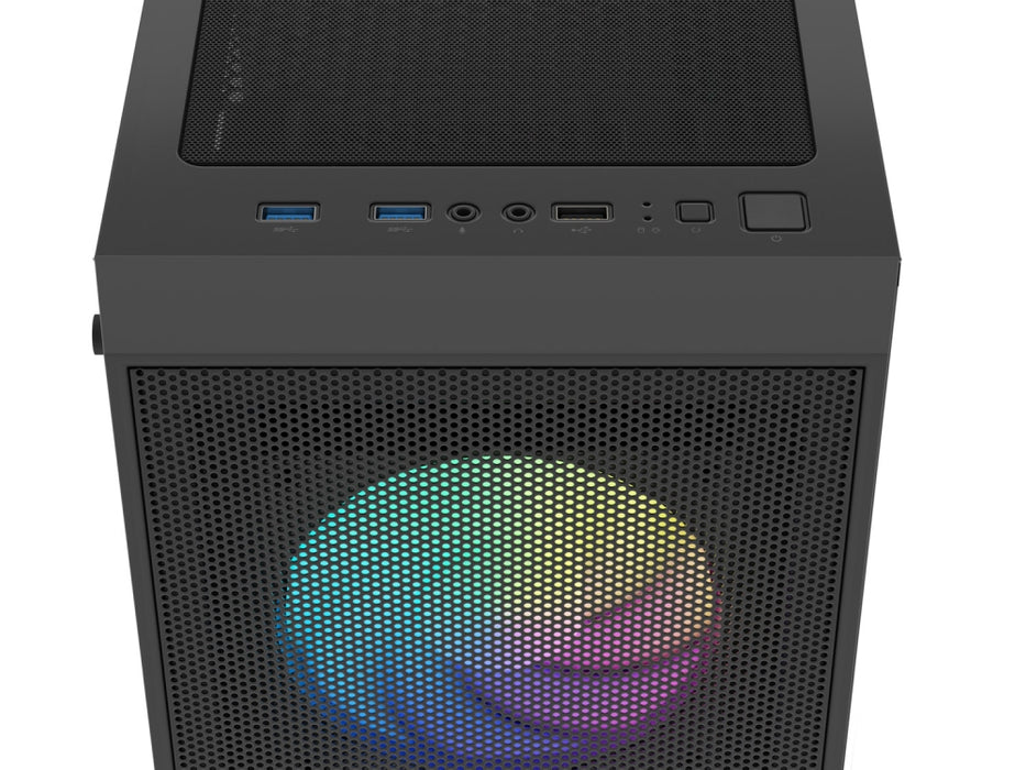 Кутия за компютър Fury, Shobo SH8 ARGB, Midi Tower, с прозорец, черна