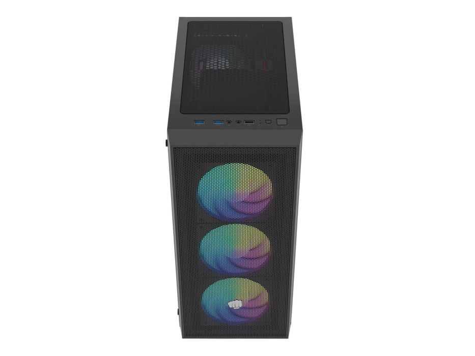 Кутия за компютър Fury, Shobo SH8 ARGB, Midi Tower, с прозорец, черна
