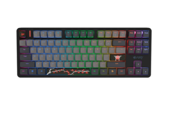 Геймърска клавиатура Fury Kanabo K6, US layout, магнитна подсветка, механична, черно-сива