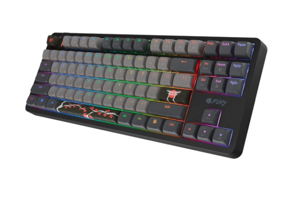 Геймърска клавиатура Fury Kanabo K6, US layout, магнитна подсветка, механична, черно-сива