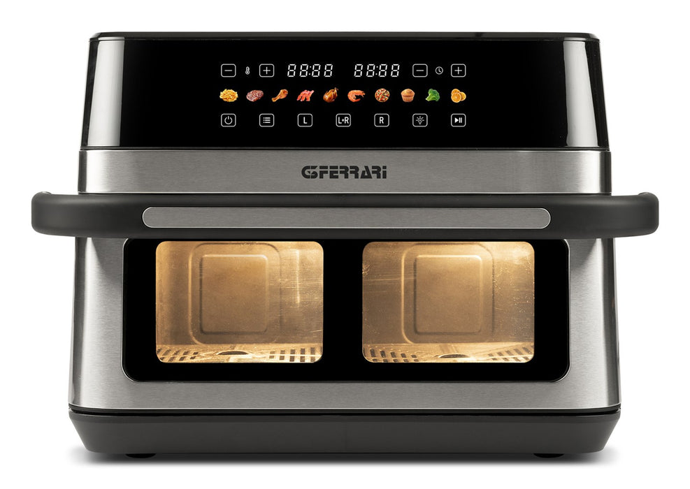 G3 Ferrari G10223 фритюрник Двоен 12 л Самостоятелен 2200 W Фритюрник с горещ въздух Черен, Неръждаема стомана